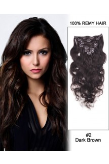 22” 9pcs #2 Dark Brown Body Wave 100% Remy Hair Clip in Hair Extension 22” 9pcs #2 Dark Brown Body Wave 100% Remy Hair Clip in Hair Extension